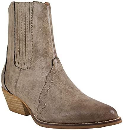 ARiderGirl Huda Women's Western fashion Boots Pointed Toe Elastic Slip-on Stacked Heel Ankle Boot... | Amazon (US)