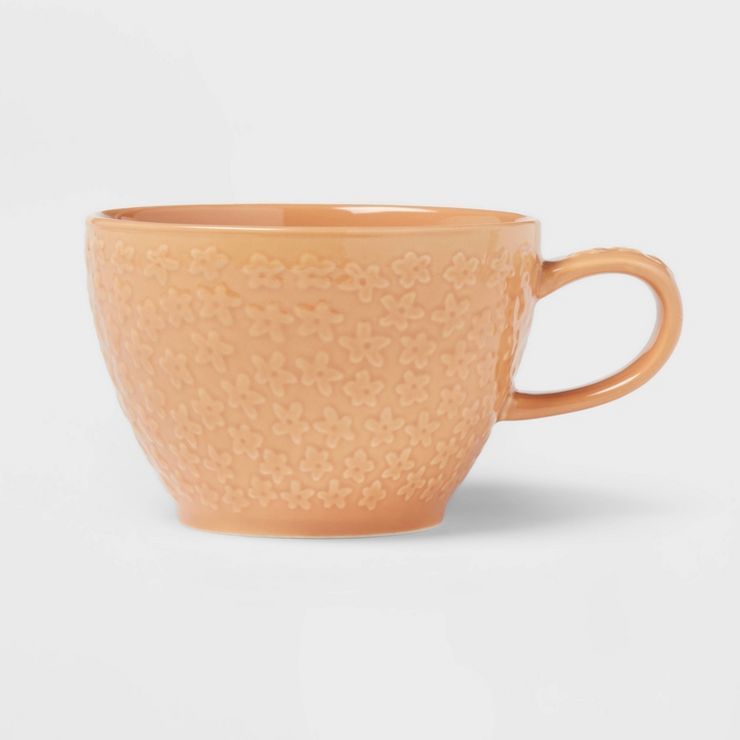 19oz 'In-Mold Floral Pattern' Latte Mug Peach Bloom - Threshold™ | Target
