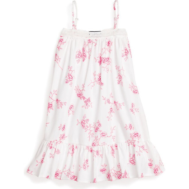 Petite Plume | Floral Lily Nightgown, English Rose (White Pink, Size 12Y) | Maisonette | Maisonette