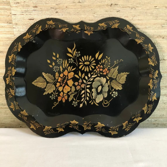 Vintage Hand Stenciled Oblong Tole Tray 14 X10 | Etsy | Etsy (US)