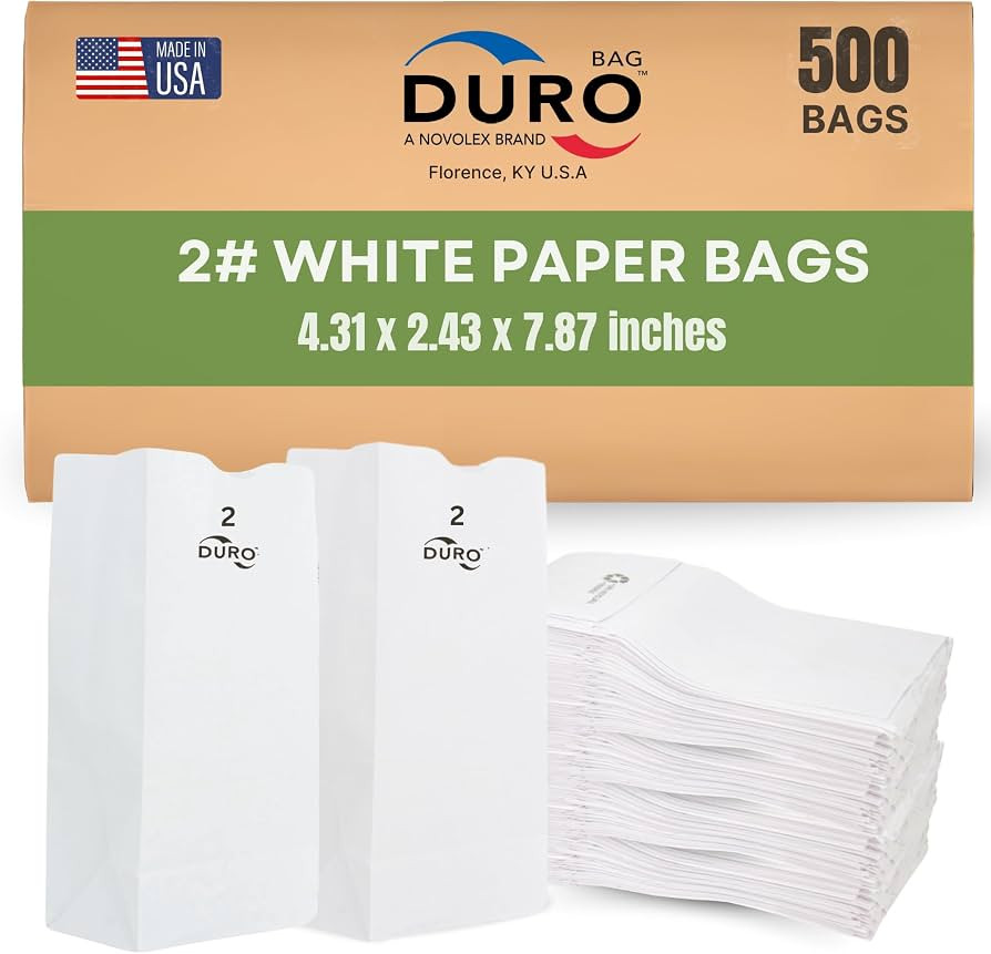 Duro 2# White Popcorn Bags 500-Count, Bulk Small White Paper Bags for Candy, Cookies, Snacks & Tr... | Amazon (US)