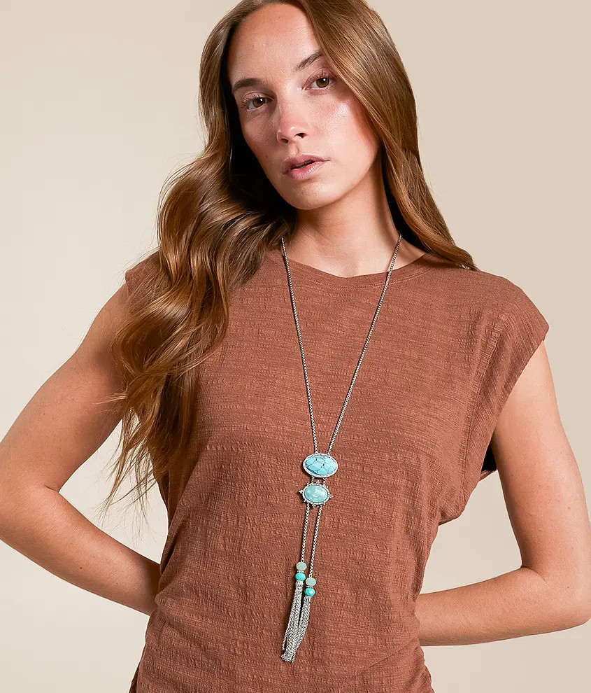 Turquoise Stone Fringe Necklace | Buckle