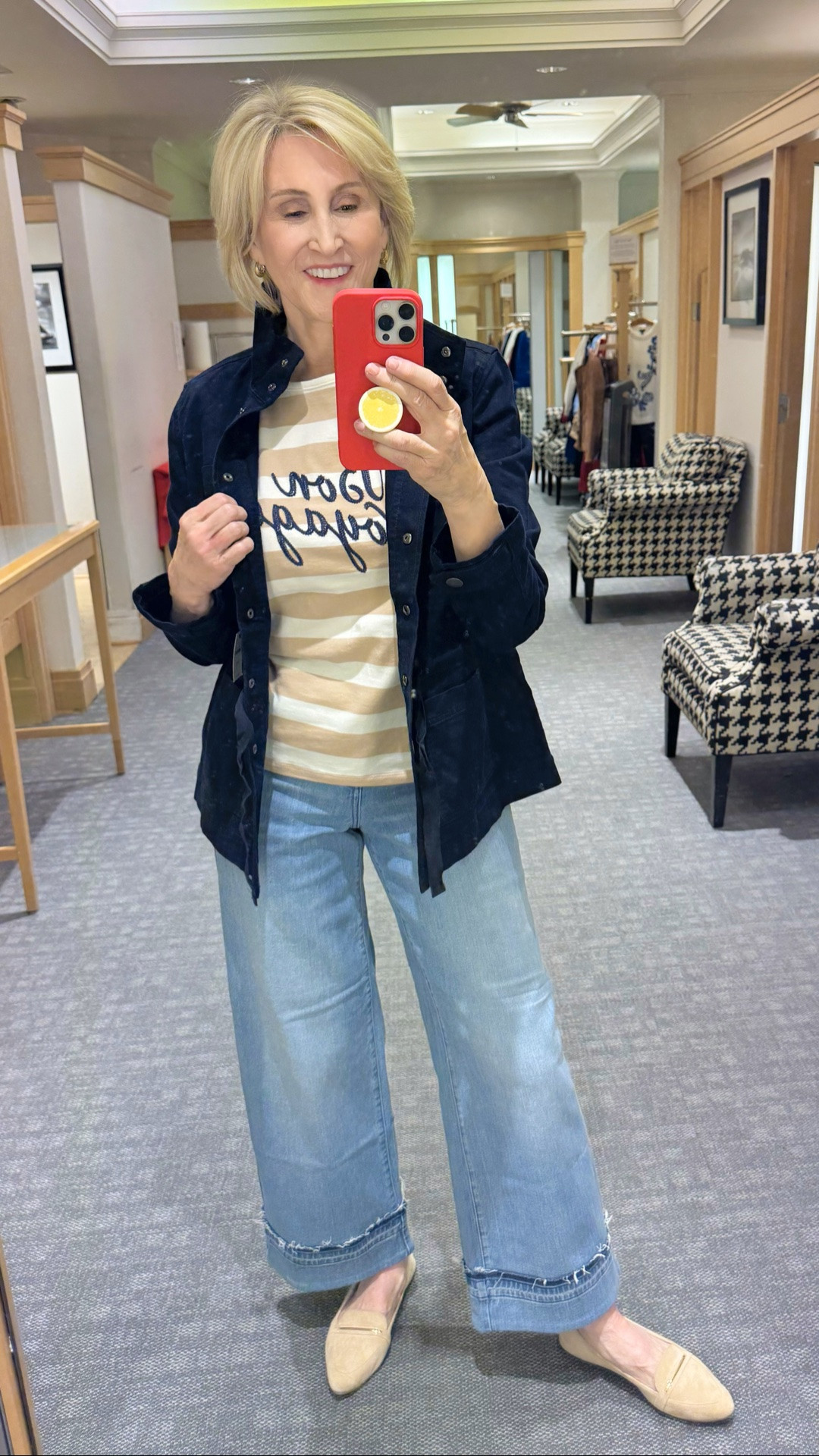 Feeling a little “ready for anything” in this Talbots look 💙

The striped Bon Voyage top paired with trouser jeans keeps things classic and easy, while the utility jacket adds that practical layer I always end up needing. Finished it off with ballet flats for comfort, because real life is rarely heels-friendly!

It’s one of those outfits that works for errands, coffee stops, and everything in between—simple, pulled together, and very much on the go ✨

#LTKSeasonal #LTKOver40 #LTKootd