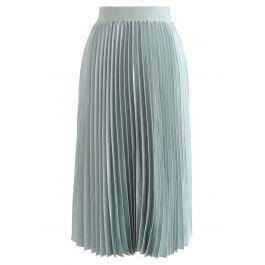 Glam Slam Pleated Midi Skirt in Mint | Chicwish