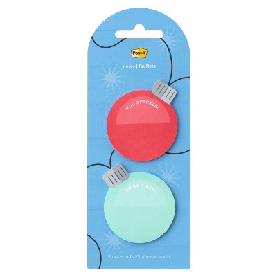 Post-it 2pk Jingle Notes Ornament 1.9"x2.1" Holiday Sticky Note Pads 25 Sheets Each | Target
