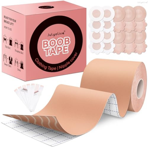 Boob Tape Kit- Boobtape for Breast Lift with Petals, Breathable Adhesive Sticky Bra Tape, Push Up Nipple Tape, Fashion Clothing Body Boobytape for breast lifting Suitable for Large Breasts A-G Cup | Amazon (US)