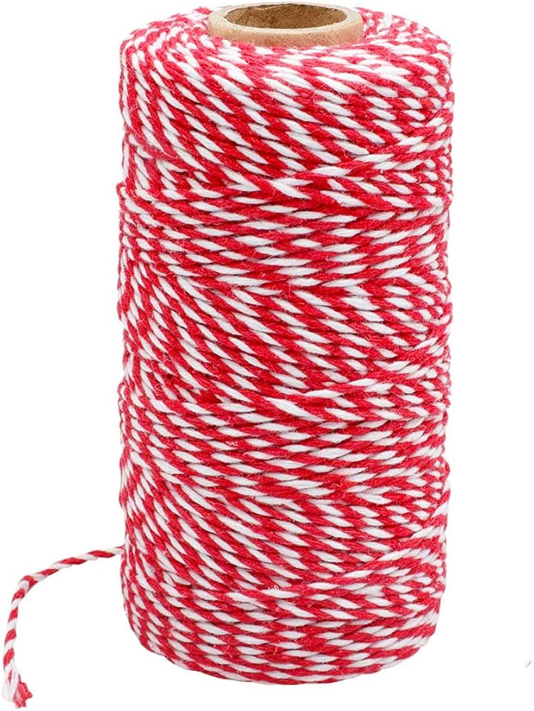 Red White Gift Twine String Holiday Twine 328 Feet Cotton Bakers Twine Crafts Christmas Twine Dur... | Amazon (US)