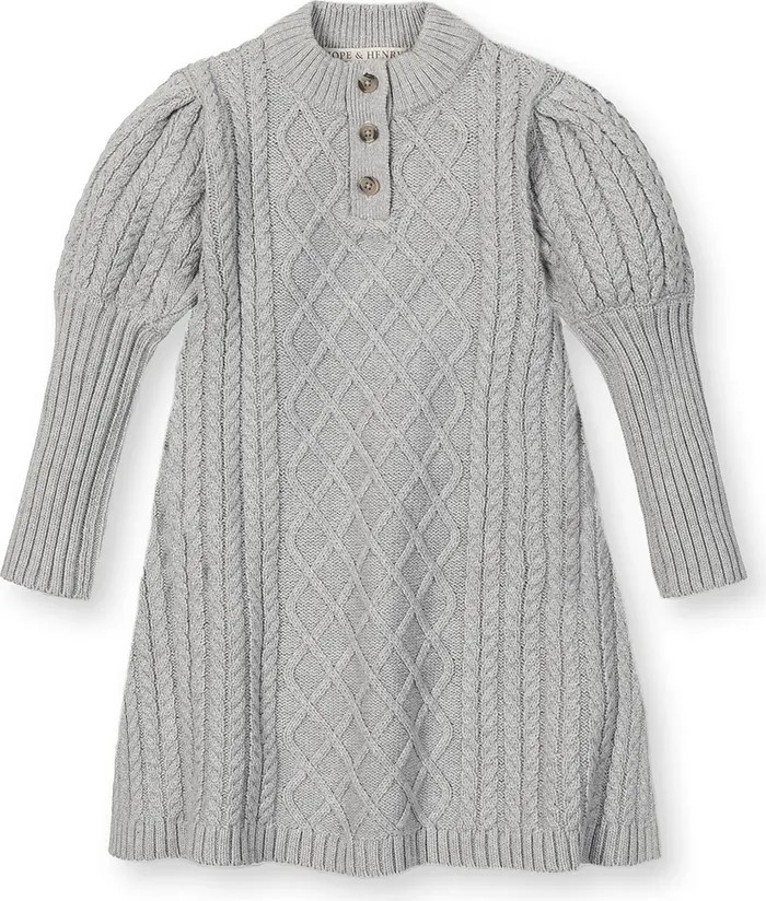 Kids' Organic Long Sleeve Mock Neck Button Placket Sweater Dress | Nordstrom