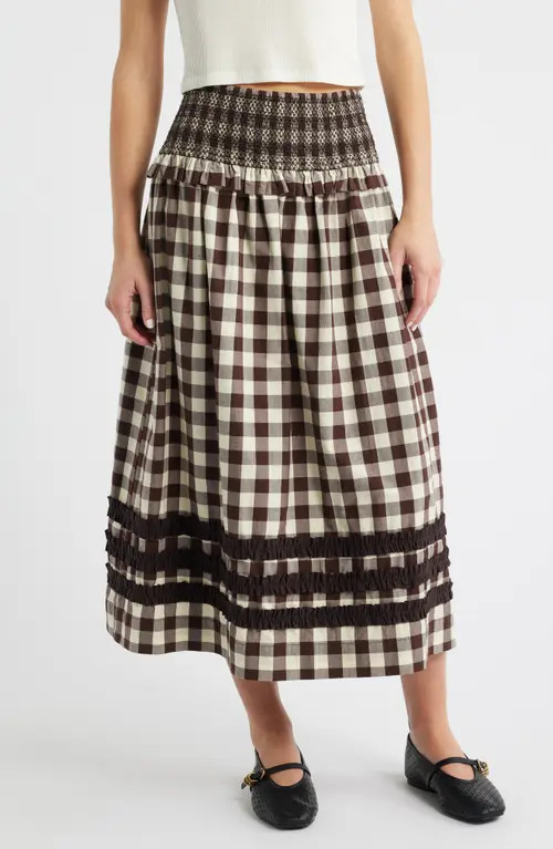 Damson Madder Ava Ruffle Trim Midi Skirt in Butter at Nordstrom, Size 2 Us | Nordstrom