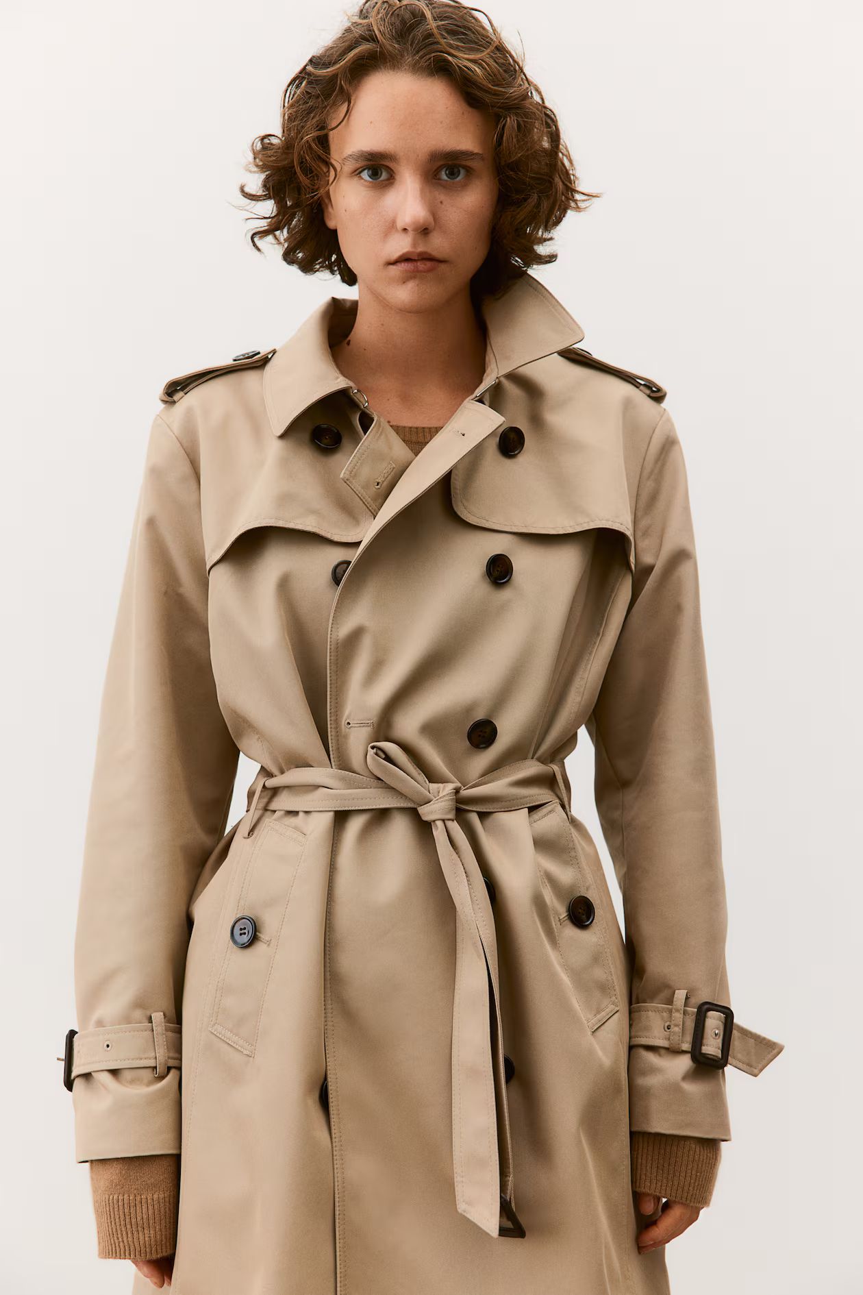 Knee-Length Trench Coat - Long sleeve - Knee-length - Beige - Ladies | H&M US | H&M (US + CA)