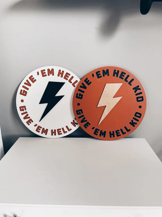 Give Em Hell Kid, give em hell decor, give em hell kid decor, kid room decor | Etsy (US)