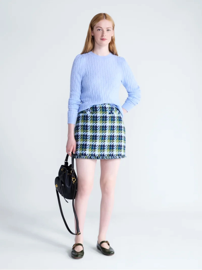 Free Assembly Women\u2019s Tweed Mini Skirt with Fringe Hem, Sizes 0-20 | Walmart (US)