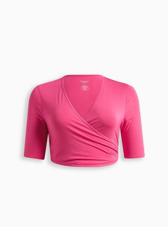 Super Soft Jersey Crop Wrap Long Sleeve Active Tee | Torrid (US & Canada)