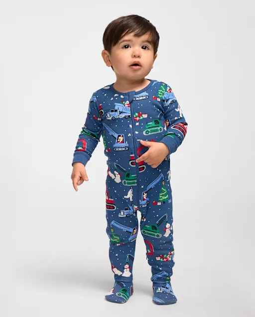 Baby Boys Matching Family Gingerbread Snug Fit Cotton Footed One Piece Pajamas - Blue | The Children's Place