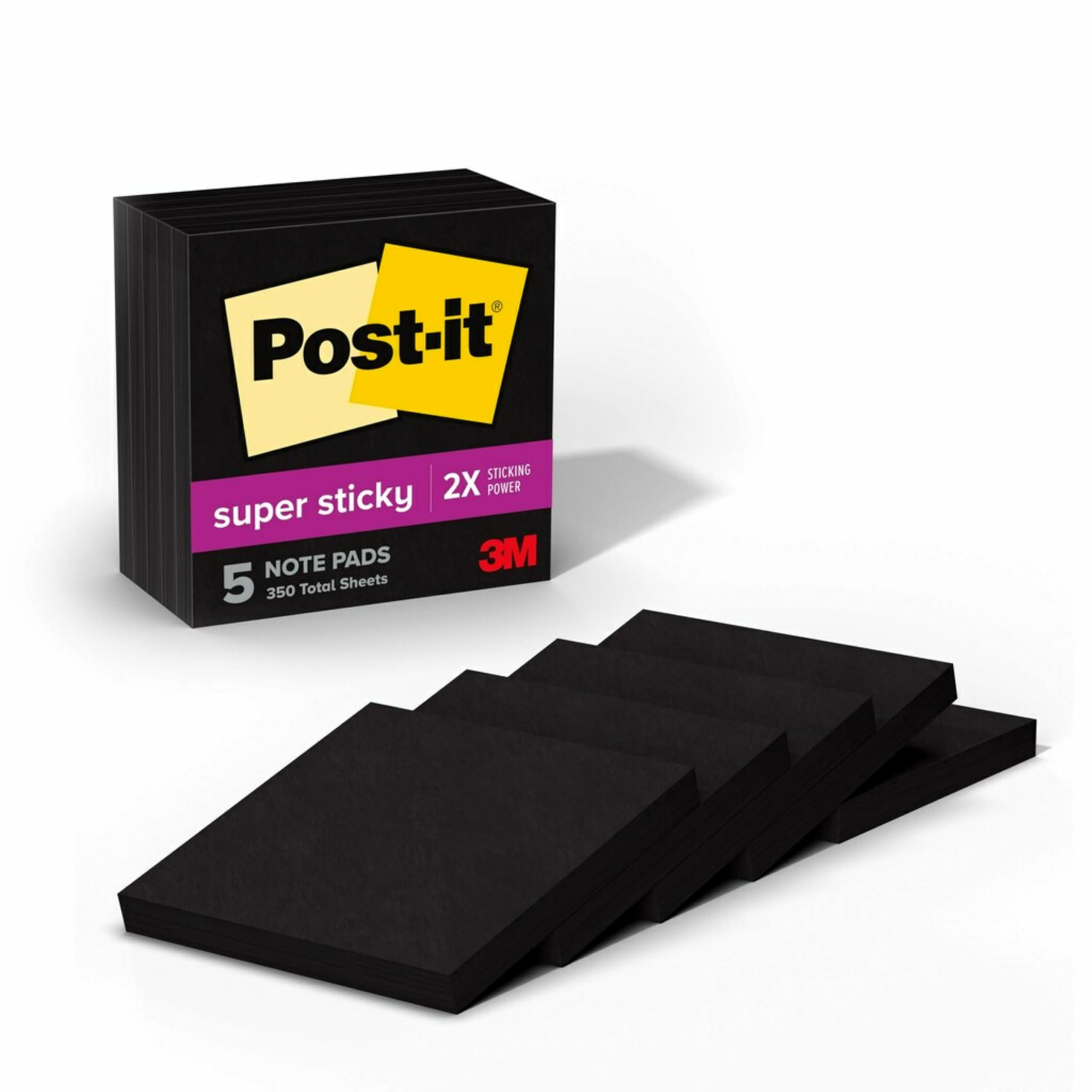 Post-it Super Sticky Notes, 3 in x 3 in, 5 Pads, 2X The Sticking Power, Black, Recyclable (654-5S... | Amazon (US)
