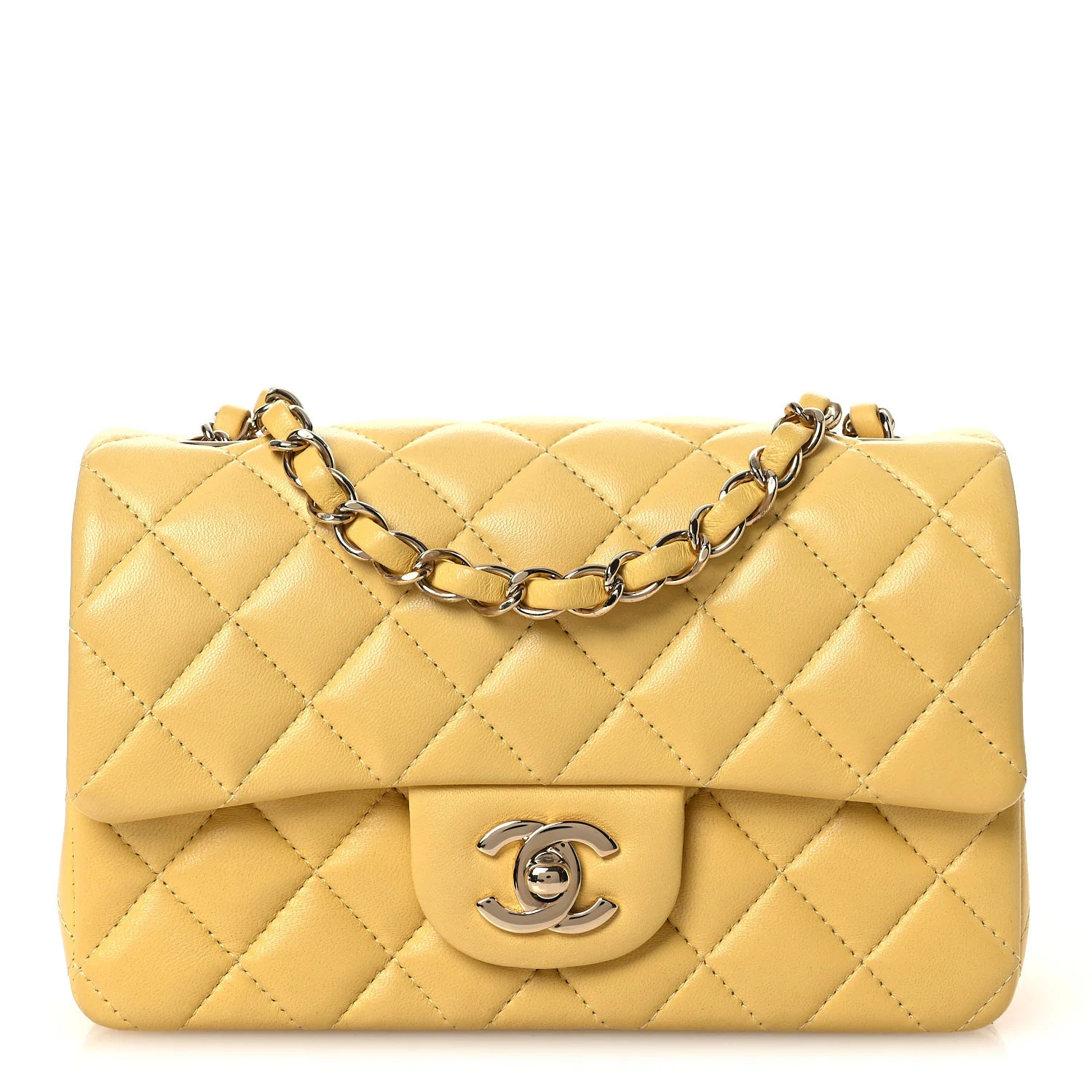 Chanel Lambskin Quilted Mini Rectangular Flap Yellow 1859615 | FASHIONPHILE (US)