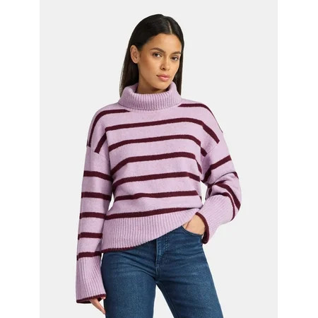 Time and Tru Women's Chunky Turtleneck Pullover Sweater with Long Sleeves, Mid-weight, Sizes XS-XXXL | Walmart (US)