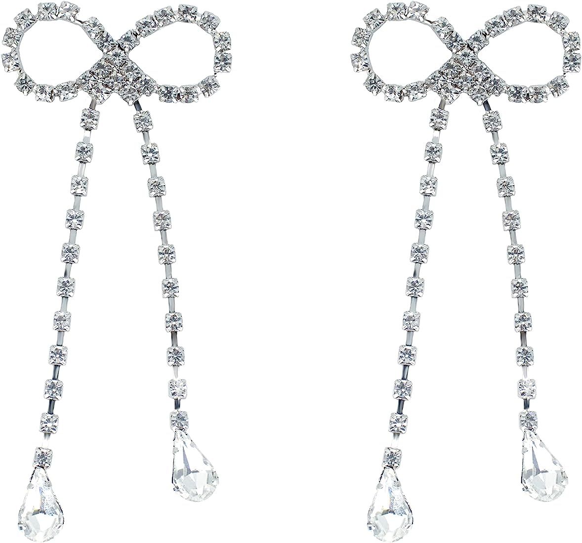 Amazon.com: Pendant Earrings Silver Dangle Earrings Women's Rhinestone Earrings Lightweight Ear S... | Amazon (US)