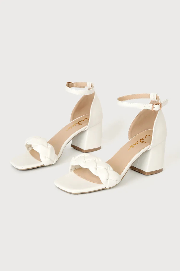 Elda White Woven Ankle Strap High Heel Sandals | Lulus