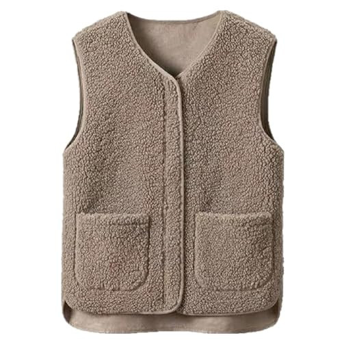 CKGKMAJ Fuzzy Fleece Vest Women Brown Small | Lightweight Sleeveless Sherpa Jacket, Winter Trendy Warm Zip Up Gilet Outfit with Pockets, chalecos de mujer, chalecos de mujer, Sweater Vest Women | Amazon (US)