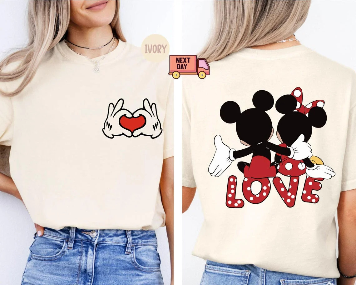 Mickey And Minnie Couple Shirt, Disney Valentine Day Shirt, Mouse Couples Shirt, Mickey Shirt, Mi... | Walmart (US)