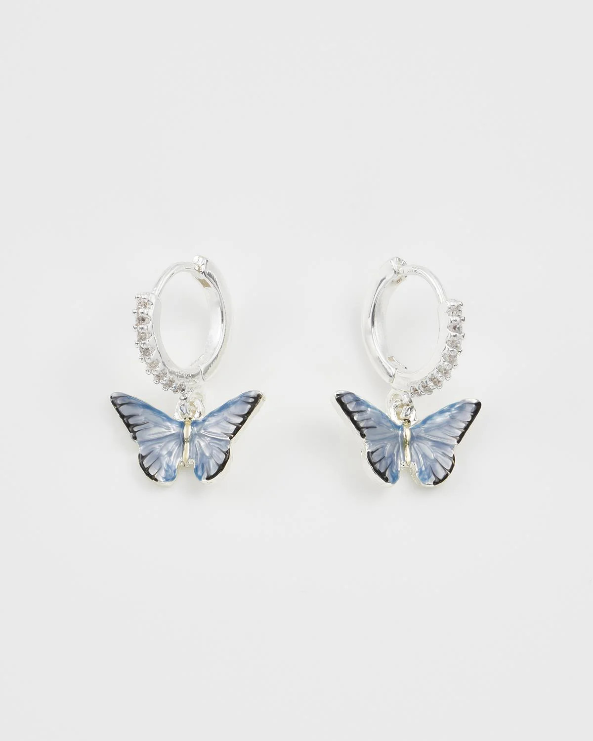 Blue Butterfly Silver Earrings | Fable England