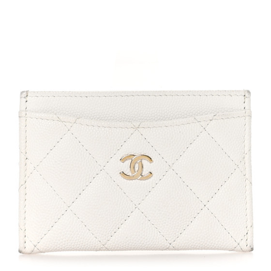Caviar Quilted Card Holder White | FASHIONPHILE (US)