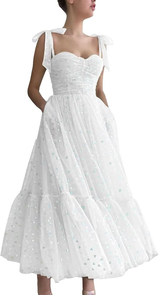 SoDigne Hearty Tulle Prom Dresses Tea Length Spaghetti Straps Formal Evening Party Gowns for Women | Amazon (US)