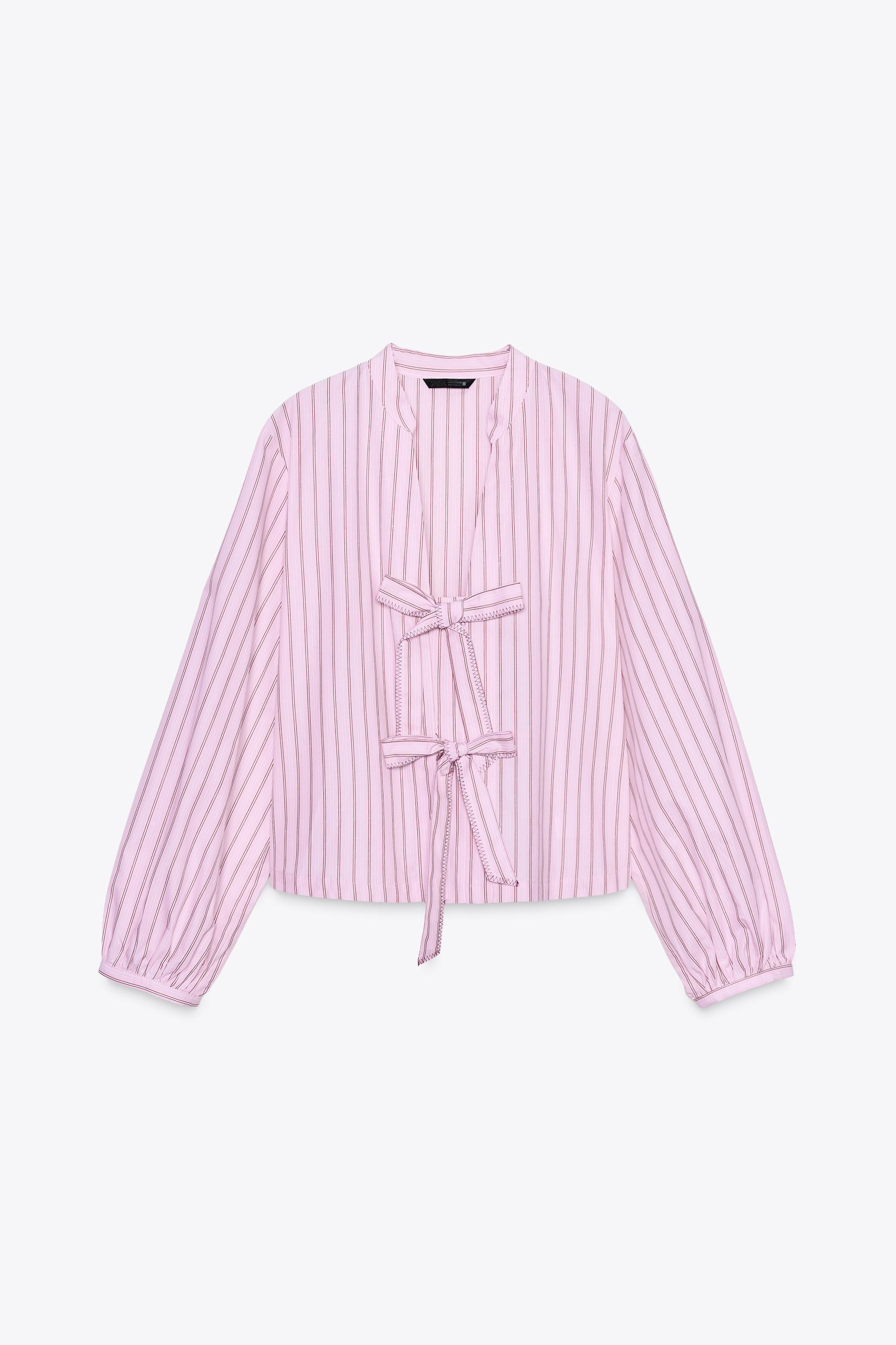 STRIPED POPLIN SHIRT WITH TIES | Zara UK