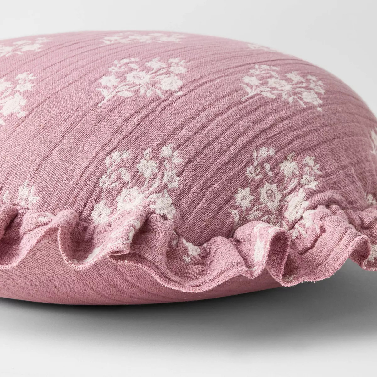 Round Ruffle Floral Jacquard Pillow Purple/Cream - Threshold™ designed with Studio McGee | Target