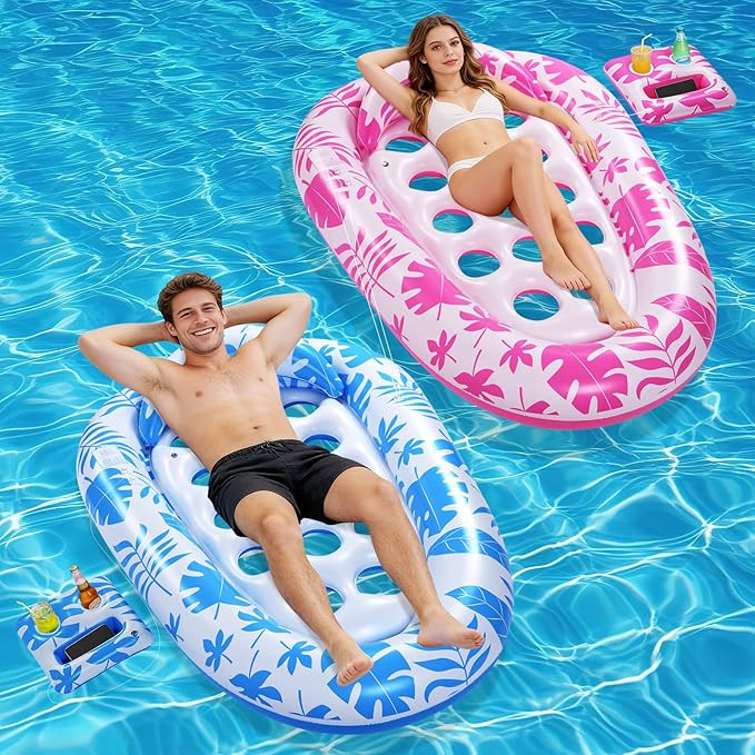 Giant Inflatable Pool Floats,78 x 55 Inches Pool Float Adult Mat with Headrest & Cup Holder Lake ... | Amazon (US)