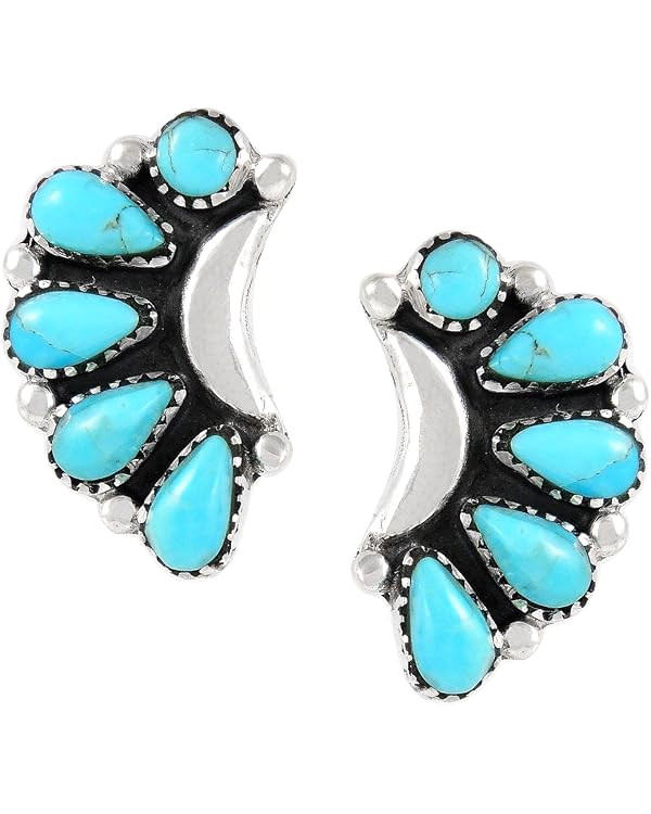 Turquoise Earrings 925 Sterling Silver & Genuine Gemstone | Amazon (US)