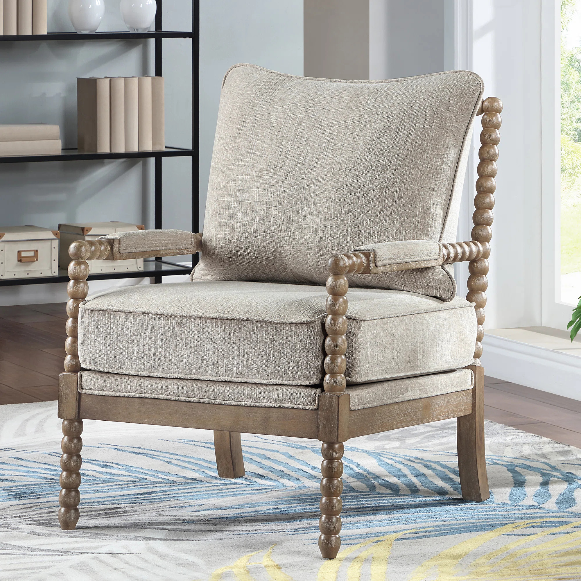 Lorentz Modern Farmhouse Accent Chair 25.5" Wide with Turned Wood and Solid Frame | Wayfair North America