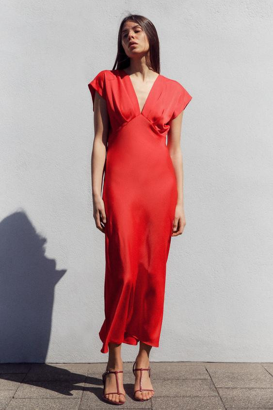 SATIN EFFECT MIDI DRESS | Zara US