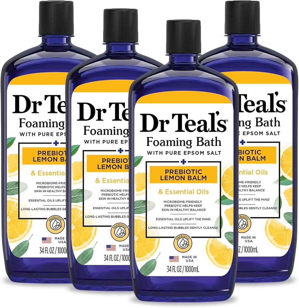 Dr Teal's Foaming Bath with Pure Epsom Salt, Prebiotic Lemon Balm & Essential Oils, 34 fl oz (Pac... | Amazon (US)