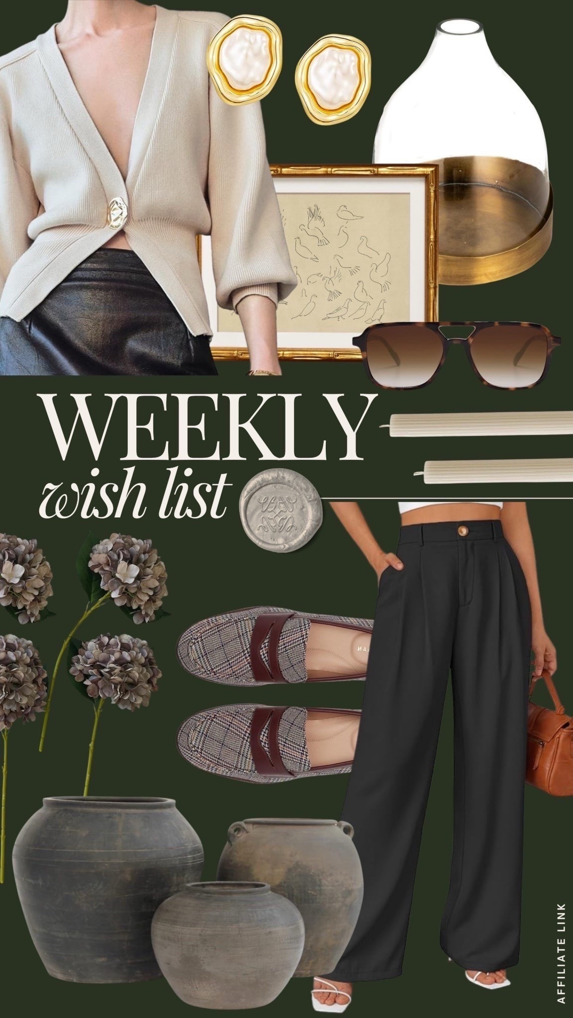 Weekly Wish List ✨ Elevated neutrals for both wardrobe + home — relaxed trousers, statement flats, and timeless decor pieces that bring in those moody fall textures. Effortless, versatile, and all linked for you to shop this week’s favorites.

#LTKFinds #LTKFall #AmazonFashion #AmazonHome #FallStyle #NeutralStyle #CozyHome #AffordableStyle #LTKWishlist
#LTKStyleTip 



#LTKSeasonal #LTKFindsUnder50 #LTKHome