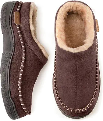 Zigzagger Men's Slip On Moccasin Slippers, Indoor/Outdoor Warm Fuzzy Comfy House Shoes, Fluffy Wi... | Amazon (US)