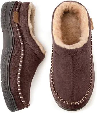 Zigzagger Men's Slip On Moccasin Slippers, Indoor/Outdoor Warm Fuzzy Comfy House Shoes, Fluffy Wi... | Amazon (US)