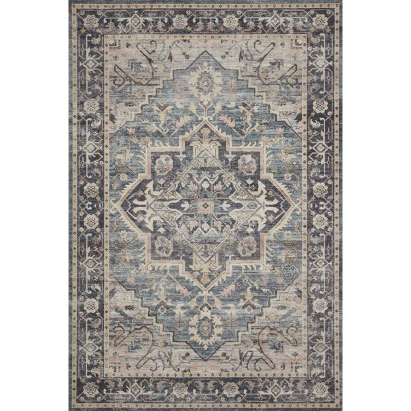 Vega Oriental Area Rug in Navy/Ivory/Gray | Wayfair North America