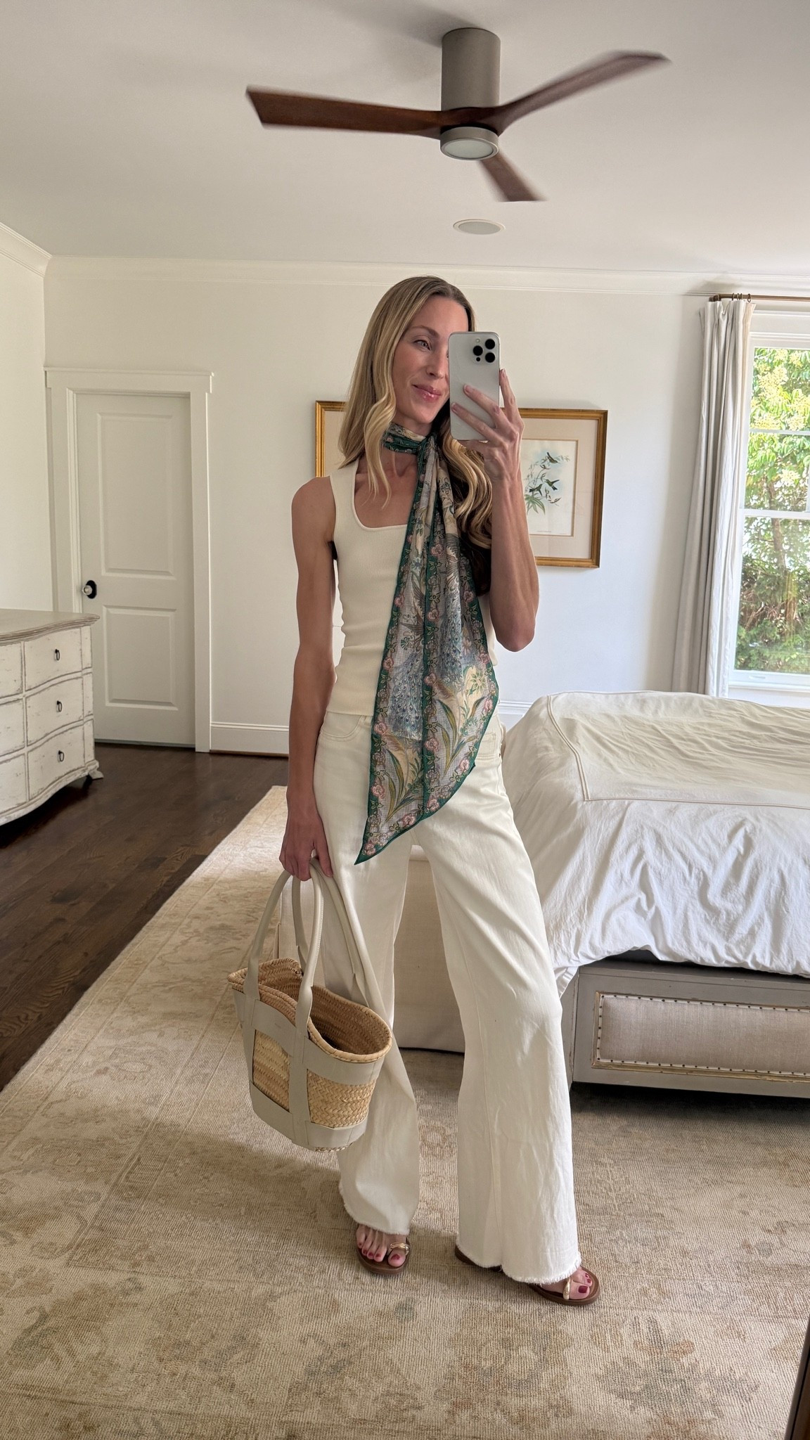 White tank sold out, jeans 25, sandals are old Target — similar linked!

white summer jeans, white jeans, white tank top, white wide leg jeans, summer denim, summer scarf, summer outfit

#LTKootd #LTKgrwm #LTKSeasonal