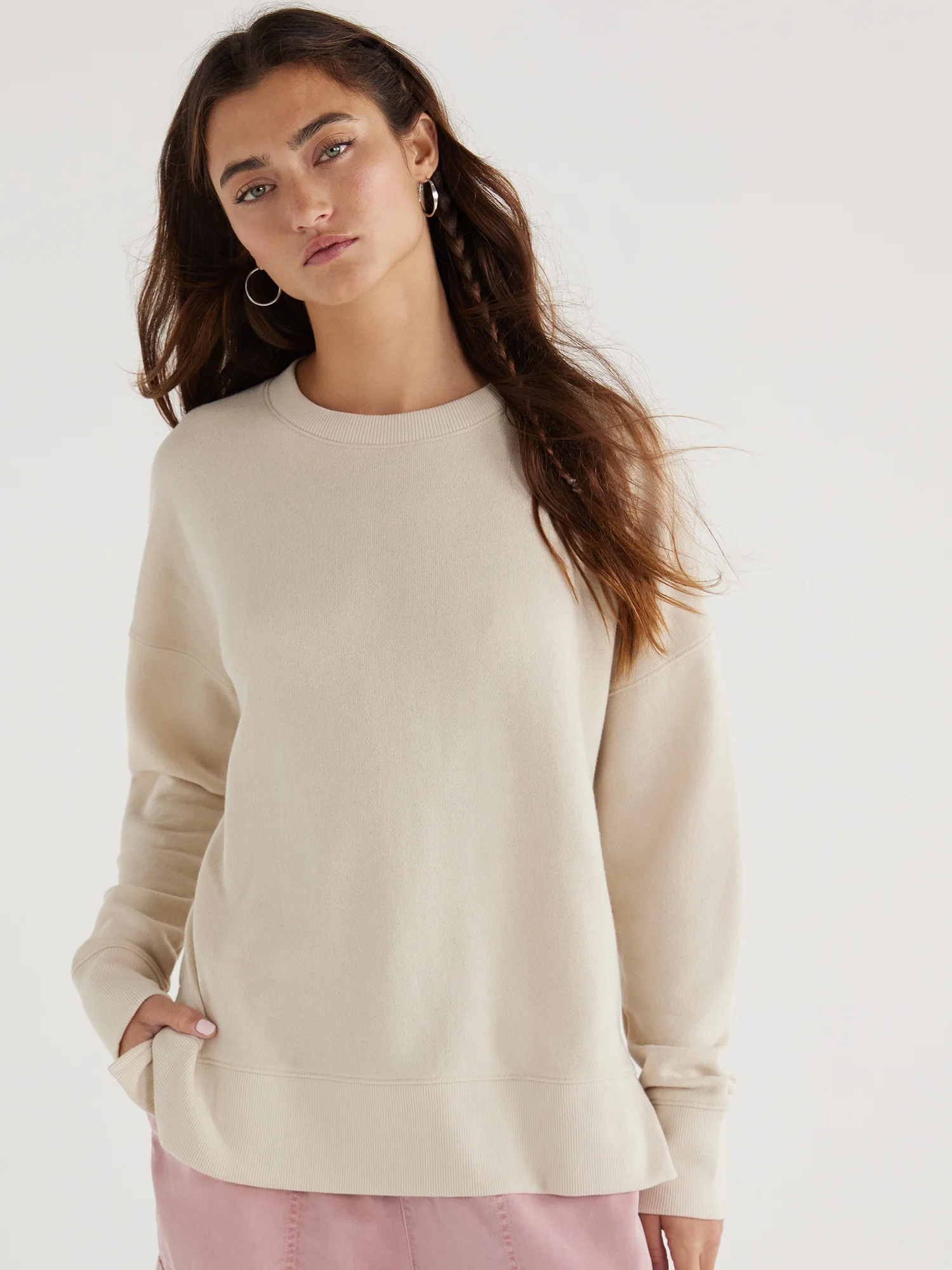 Time and Tru Women's High Low Pullover Sweatshirt, Sizes S-3XL | Walmart (US)