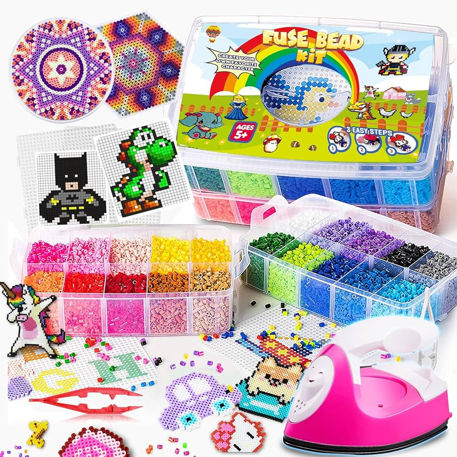 Goody King 23000pcs 5mm Fuse Beads Kit with Iron, 22 Colors 106 Patterns | Amazon (US)