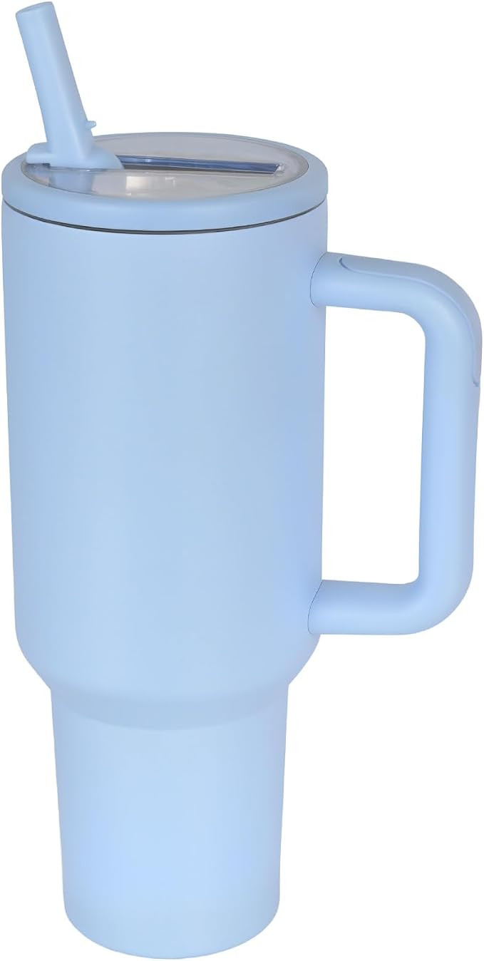 40 oz Insulated Tumbler with Handle,Flip Straw,Lid & Rubber Base Stainless Steel Water Bottle - L... | Amazon (US)