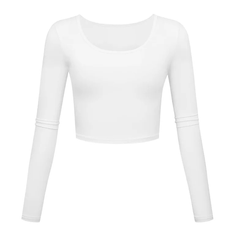 Women's Crop Tops Y2k Soft Cozy Solid Color Slim Long Sleeve Crew Neck Pullover T Shirts Fall Win... | Walmart (US)