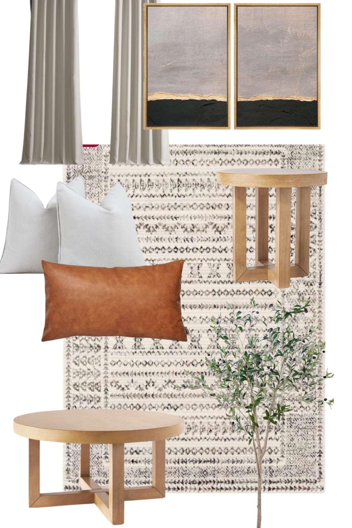 Living room inspo! Coffee table, end table from target. Rug from wayfair, curtains, wall art, and olive tree and pillows from Amazon 

#LTKxPrime #LTKhome #LTKfamily