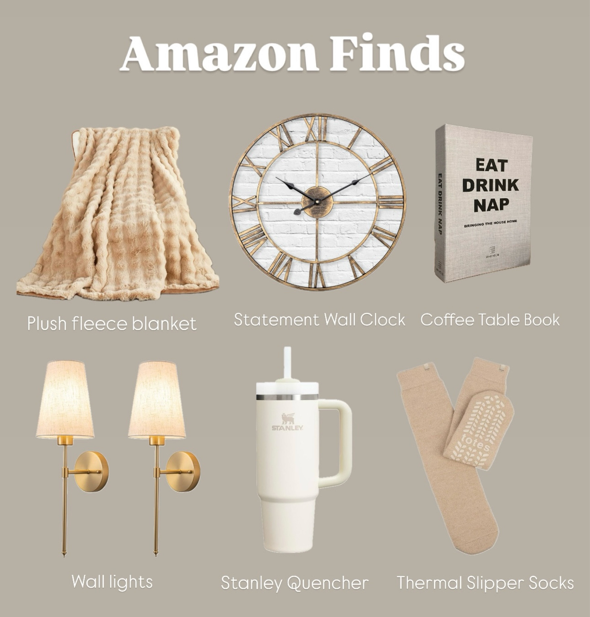 Amazon finds, Autumn products essentials, fleece blanket, wall clock, coffee table book, wall lights, Stanley quencher, thermal slippers socks

#LTKuk #LTKhome #LTKautumn