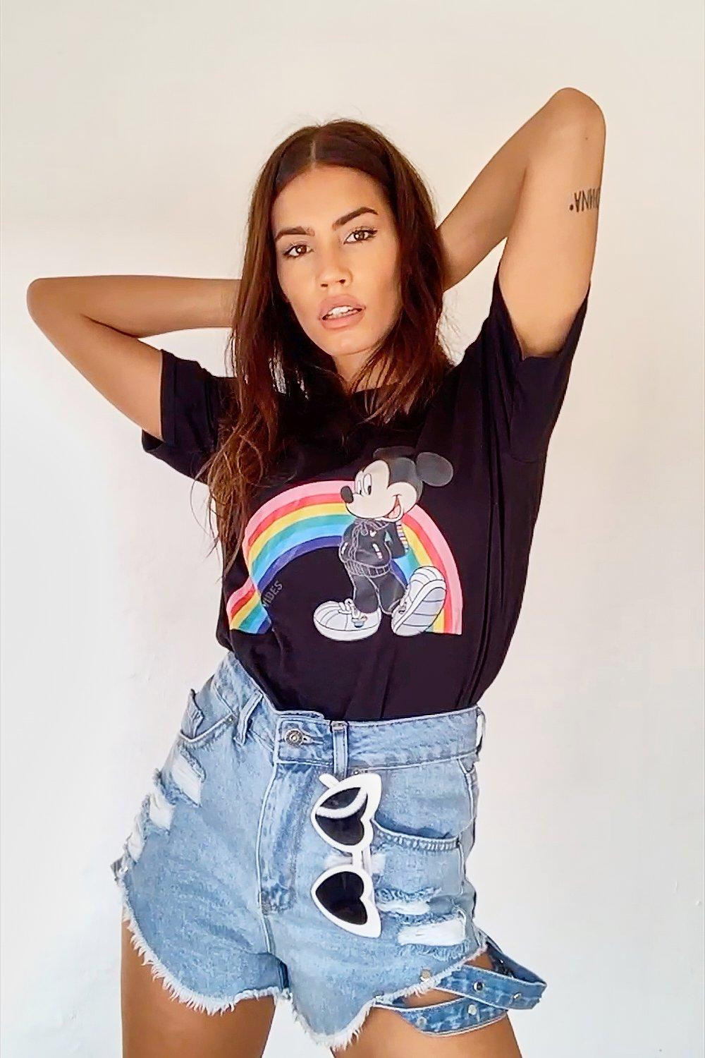 Womens Disney Mickey Good Vibes T-Shirt - Black - 10 | Boohoo.com (US & CA)