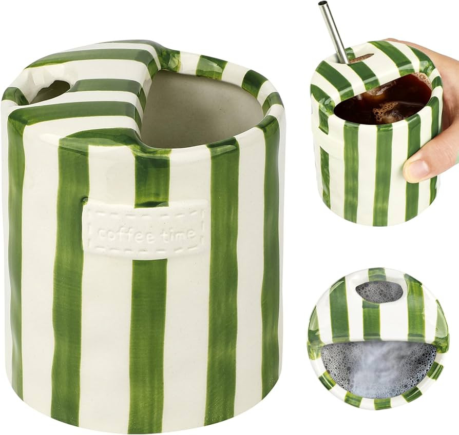 Novelty Ceramic Coffee Mug Designed to Look Like a Gift Box, 10oz Retro Hand-Painted Ceramic Trav... | Amazon (US)