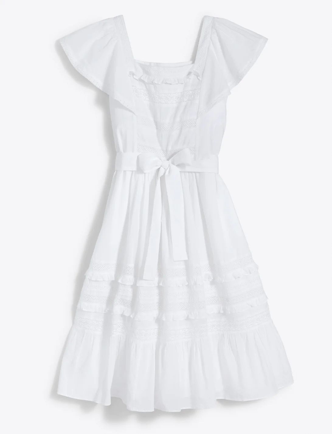 Tie Waist Peasant Dress in Embroidered Stripe | Draper James (US)