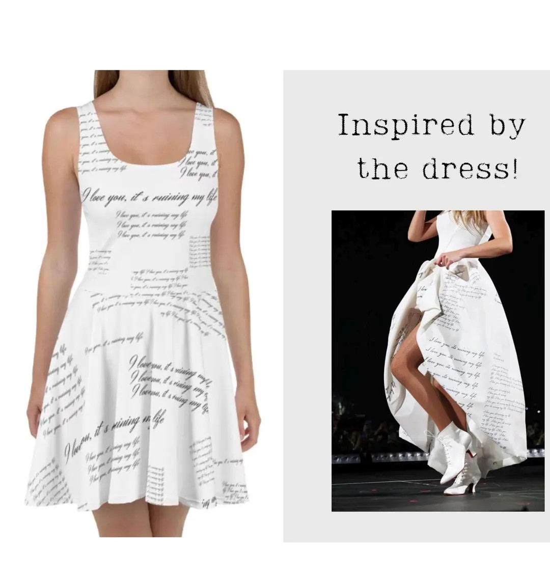 Delivery Est: 10 Days I Love You Dress Concert Tour Outfit Tortured Lyrics Poets Era White Dress ... | Etsy (US)